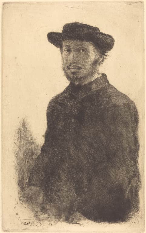 Kunstdruck des Gemäldes „Selbstbildnis“ von Edgar Degas mit dem Porträt des französischen Künstlers. Hochwertig in Deutschland per Hand gefertigt, erhältlich als Poster oder Leinwand.