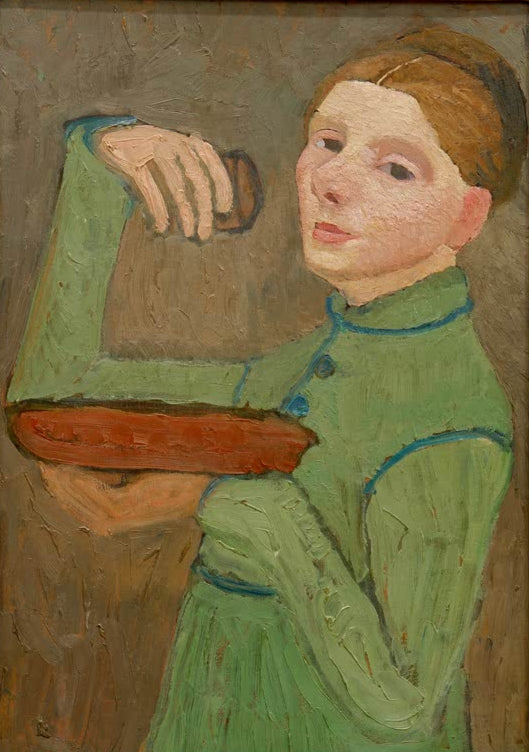 Kunstdruck von „Selbstbildnis“ von Paula Modersohn-Becker. Ausdrucksstarkes Selbstporträt der bedeutenden Expressionistin, in Deutschland handgefertigt.