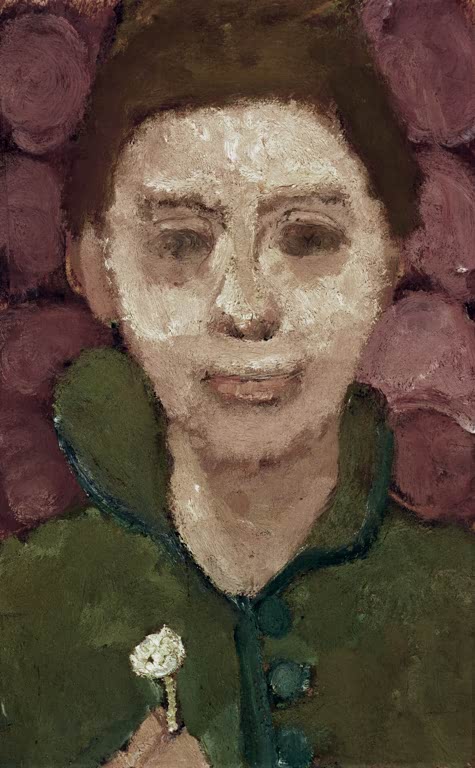 Selbstbildnis frontal mit Blume in der rechten Hand | Paula Modersohn-Becker