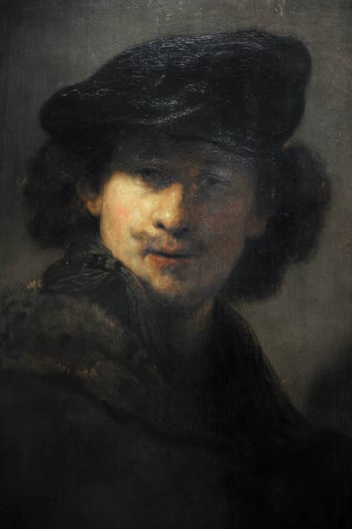 Kunstdruck „Selbstbildnis mit Barett und Pelzkragen“ von Rembrandt van Rijn