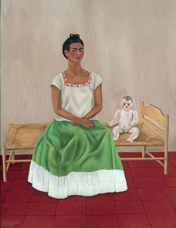 Selbstbildnis mit Bett Frida Kahlo als Kunstdruck