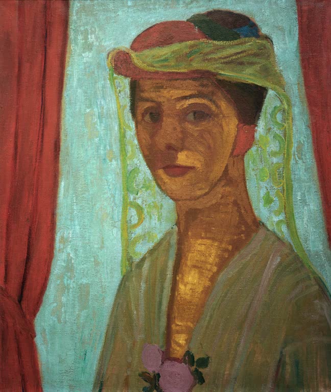 Kunstdruck von Selbstbildnis mit Hut und Schleier von Paula Modersohn-Becker – ausdrucksstarkes Selbstporträt als hochwertiger Kunstdruck.