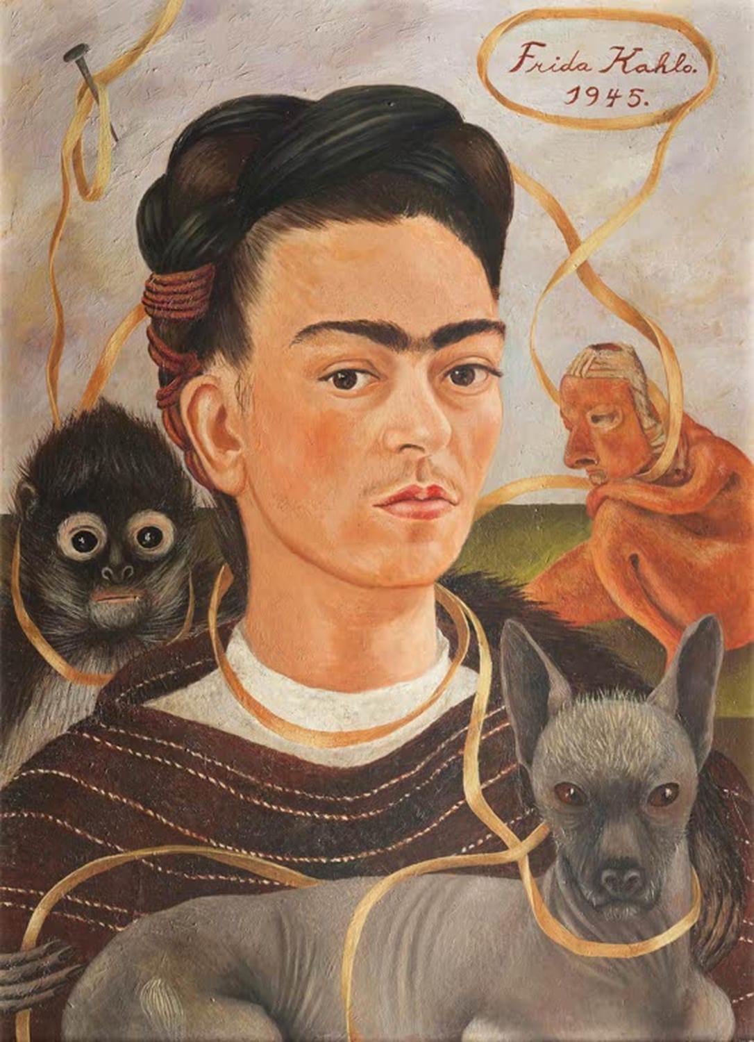 Selbstbildnis mit Äffchen von Frida Kahlo als Kunstdruck