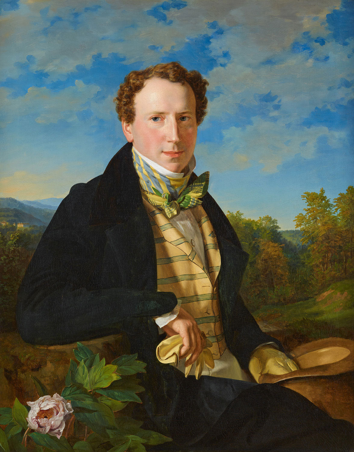 Selbstporträt in jungen Jahren von Ferdinand Georg Waldmüller: Ein ausdrucksvolles Porträt des jungen Künstlers mit feinen Details und einer nachdenklichen Haltung, typisch für die Wiener Klassik.