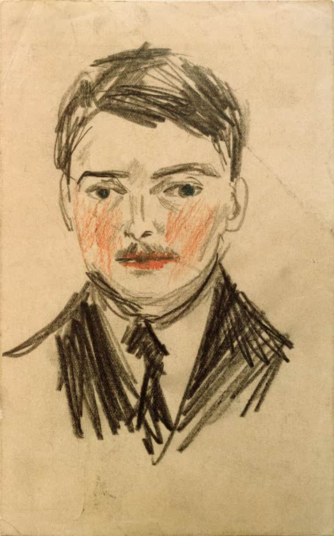 Kunstdruck des Gemäldes „Selbstporträt“ von August Macke. Hochwertig in Deutschland von Hand gefertigt, erhältlich als Poster oder Leinwand und optional gerahmt.