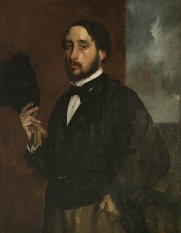 Kunstdruck des Gemäldes Selbstporträt oder Degas Saluant von Edgar Degas mit dem Selbstporträt des französischen Künstlers.