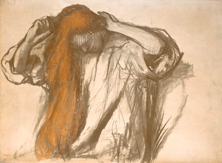 Kunstdruck des Gemäldes „Sich kämmende Frau“ von Edgar Degas, detailgetreu umgesetzt und hochwertig in Deutschland produziert.