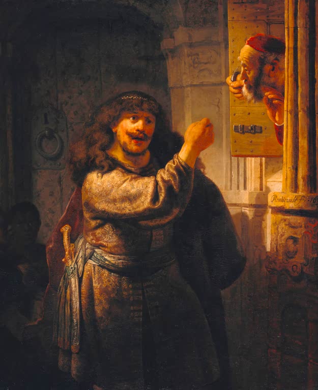 Kunstdruck „Simson bedroht seinen Schwiegervater“ von Rembrandt van Rijn