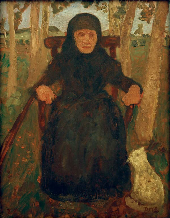 Kunstdruck von Sitzende Alte mit Katze von Paula Modersohn-Becker – einfühlsame Darstellung einer alten Frau mit Katze als hochwertiger Kunstdruck.