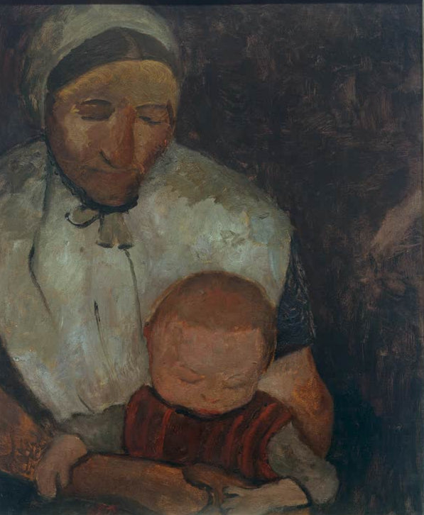 Kunstdruck „Sitzende Bäuerin mit Kind auf dem Schoß“ von Paula Modersohn-Becker mit Mutter-Kind-Motiv