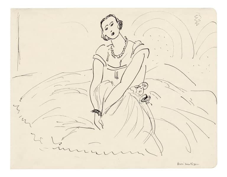 Kunstdruck „Sitzende Frau im Kleid mit weitem Rock“ von Henri Matisse, handgefertigt in Deutschland