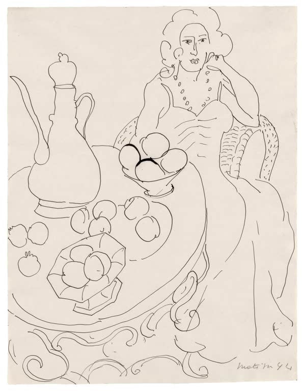 Kunstdruck „Sitzende Frau vor einem Serviertisch“ von Henri Matisse, handgefertigt in Deutschland