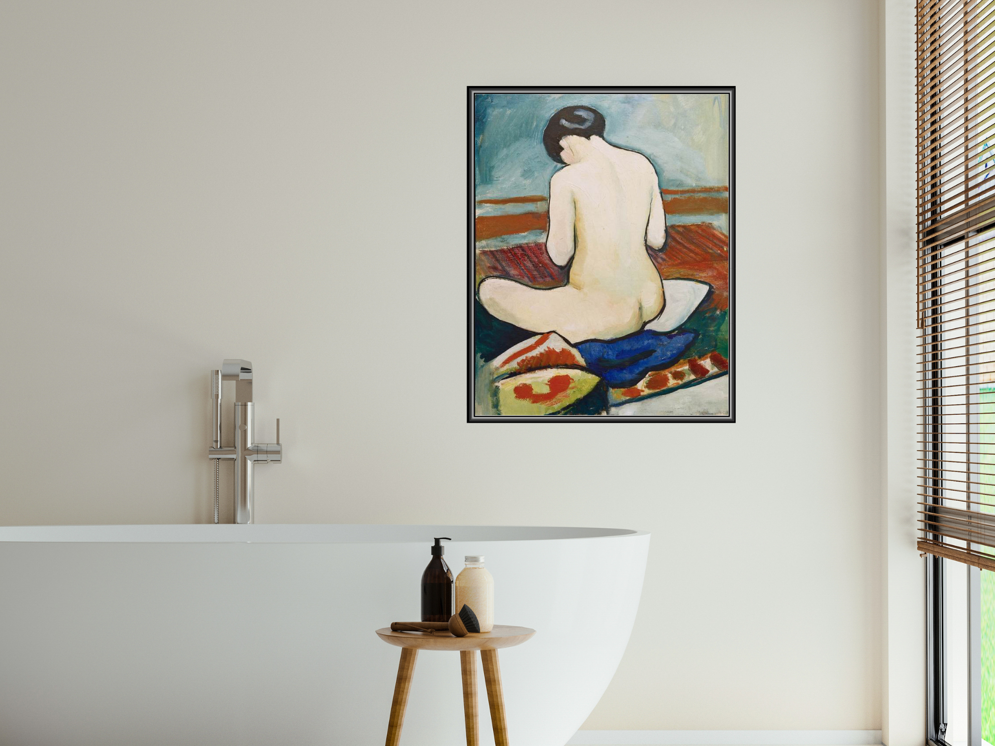 Sitzender Akt mit Kissen | August Macke