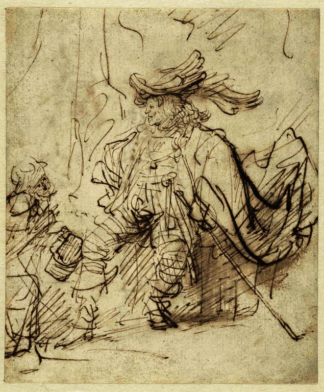 Kunstdruck „Sitzender Schauspieler in der Rolle des Capitano“ von Rembrandt van Rijn
