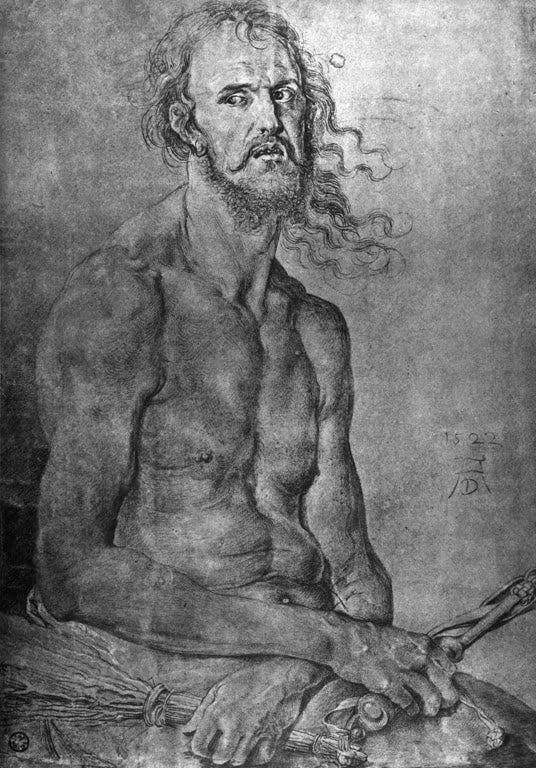 Kunstdruck „Sitzender Schmerzensmann“ von Albrecht Dürer mit Christus in stiller Passionsdarstellung