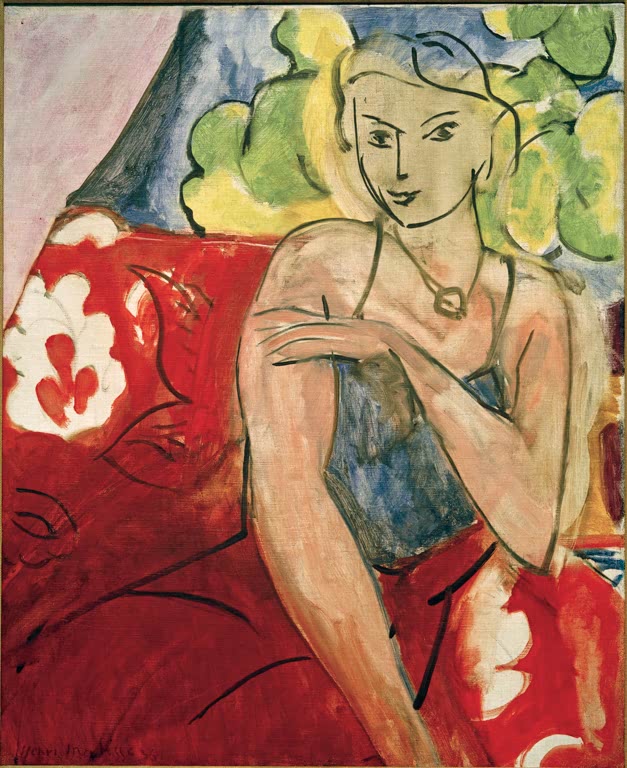 Kunstdruck von Sitzendes Mädchen (Die Sanfte) von Henri Matisse, erhältlich als Poster oder Leinwand, optional gerahmt, in Deutschland per Hand gefertigt.