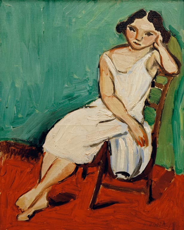 Kunstdruck des Gemäldes Sitzendes Mädchen von Henri Matisse, handgefertigt in Deutschland als Poster oder Leinwand erhältlich