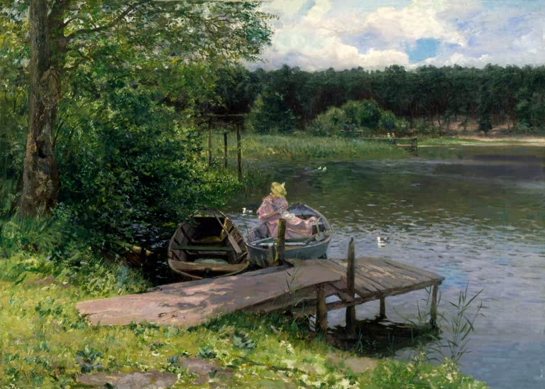 Kunstdruck von „Sommertag in Grunewald“ von Richard Eschke mit sonniger Waldlandschaft und sommerlicher Naturstimmung