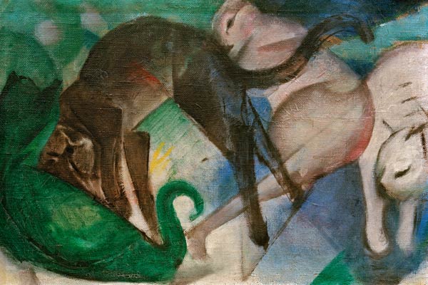 Kunstdruck Spielende Katzen Katzenbild von Franz Marc als hochwertiger Kunstprint