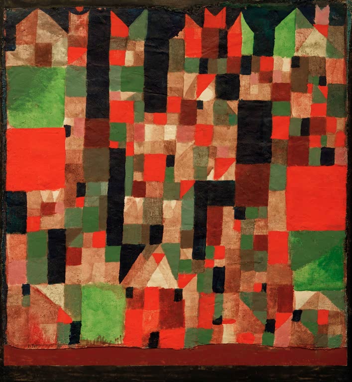 Kunstdruck „Städtebild (rotgrüne Accente)“ von Paul Klee, handgefertigt in Deutschland