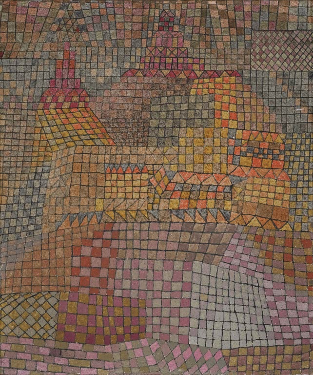 Kunstdruck „Stadtschloss Kr..“ von Paul Klee mit abstrakter Darstellung eines Stadtschlosses und geometrischen Formen