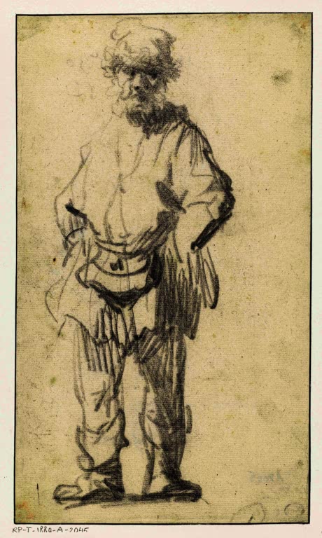 Kunstdruck „Stehender Mann mit einer Geldkatze“ von Rembrandt van Rijn