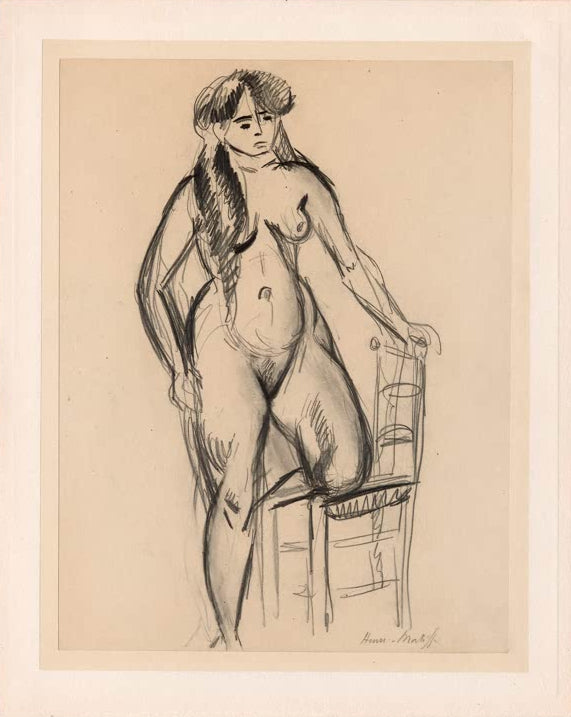 Kunstdruck „Stehender weiblicher Akt mit Stuhl“ von Henri Matisse, handgefertigt in Deutschland