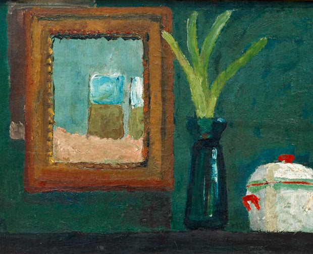 Kunstdruck von Stilleben mit Zuckerdose und Hyazinthe im Glas von Paula Modersohn-Becker – harmonisches Stillleben mit Blume als hochwertiger Kunstdruck.