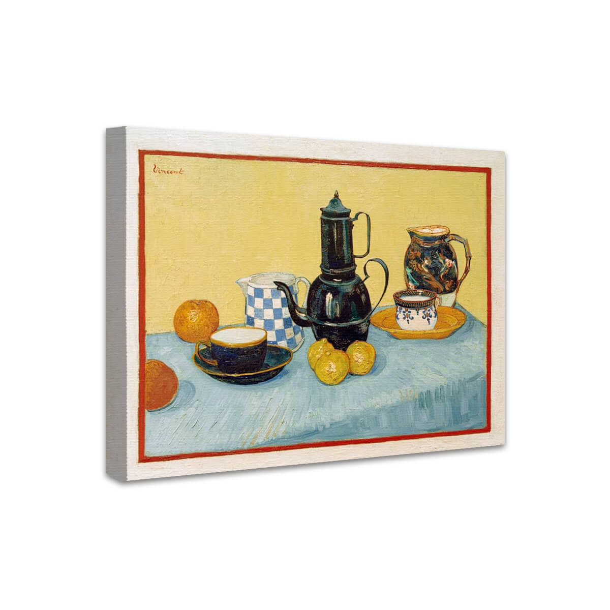 Stillleben mit Kaffeekanne, Geschirr und Früchten | Vincent van Gogh