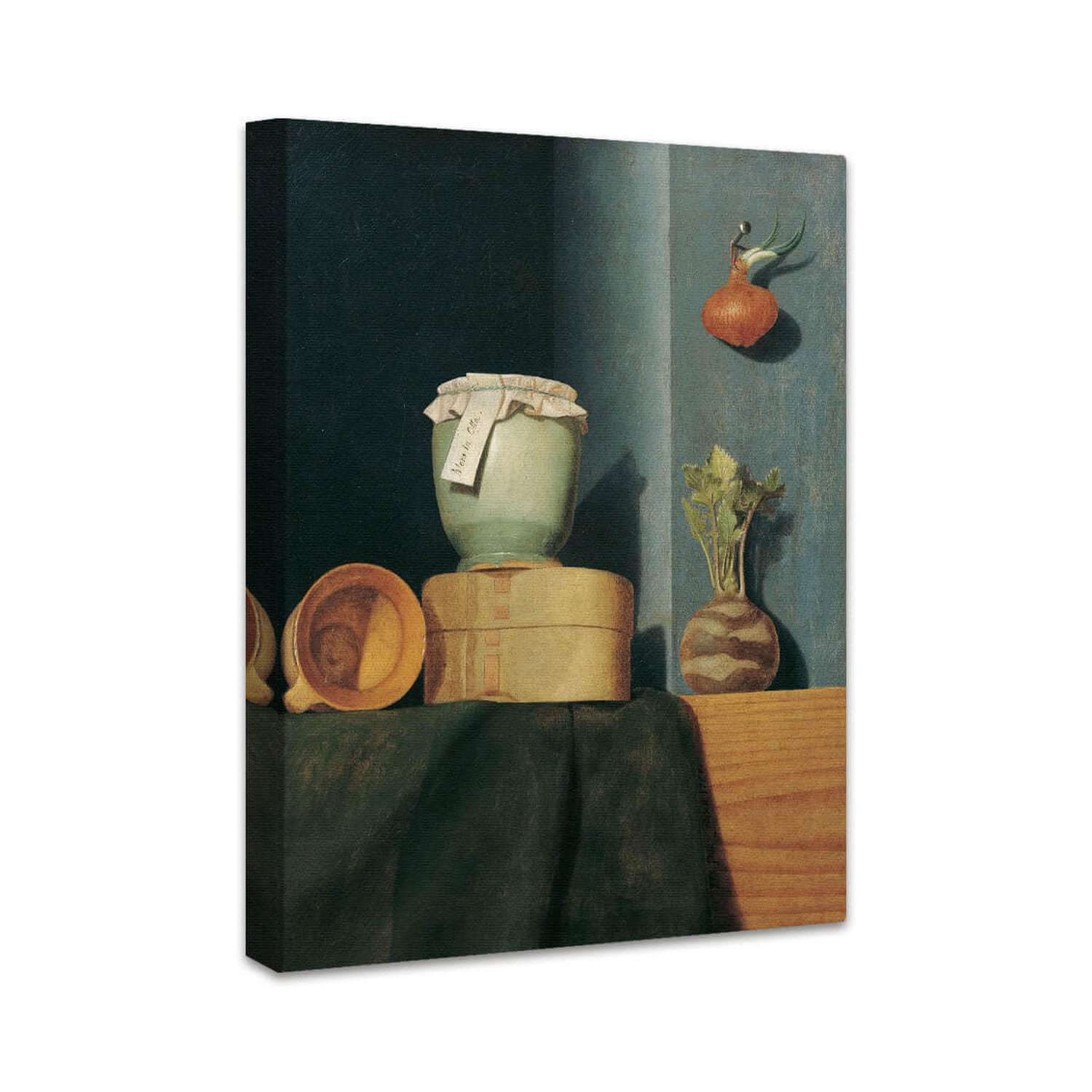 Stillleben mit Küchengeschirr, Zwiebel und Kohlrabi | Anna Maria Punz