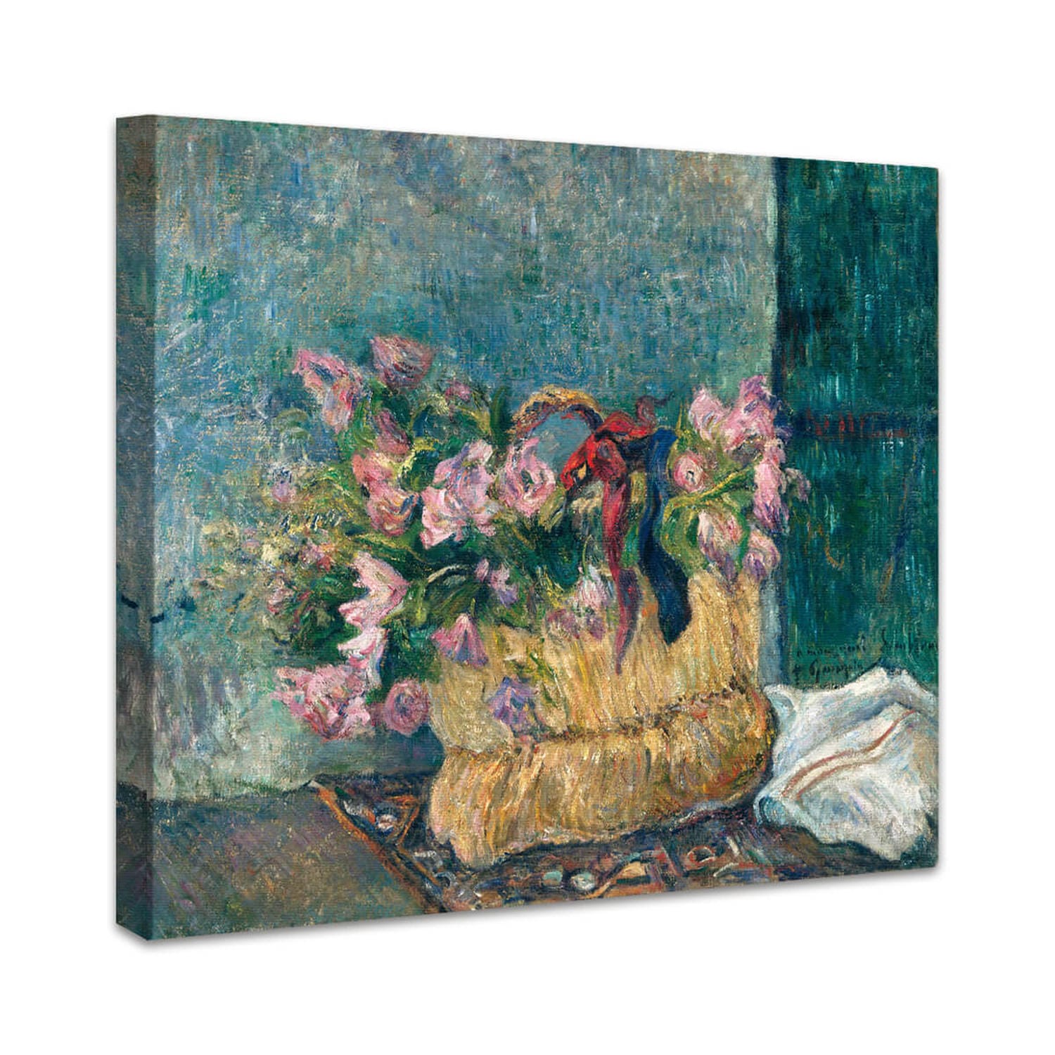 Stillleben mit Moosrosen in einem Korb | Paul Gauguin