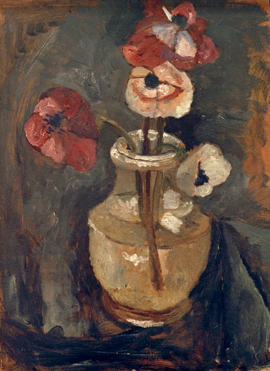 Kunstdruck „Stillleben mit Anemonen“ von Paula Modersohn-Becker mit Blumen in ruhiger, moderner Komposition