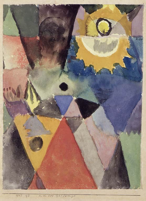 Kunstdruck „Stillleben mit Gaslampe“ von Paul Klee mit abstraktem Stillleben und einer stilisierten Gaslampe