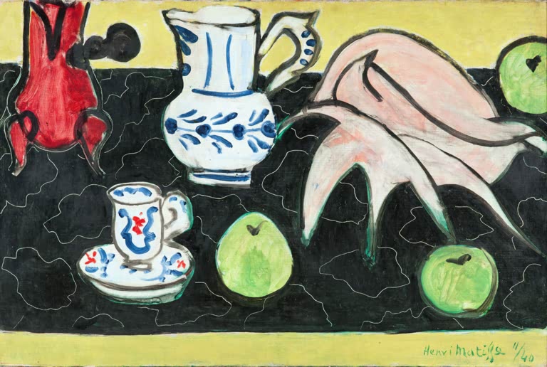 Kunstdruck „Stillleben mit Muschel auf schwarzem Marmor“ von Henri Matisse, handgefertigt in Deutschland