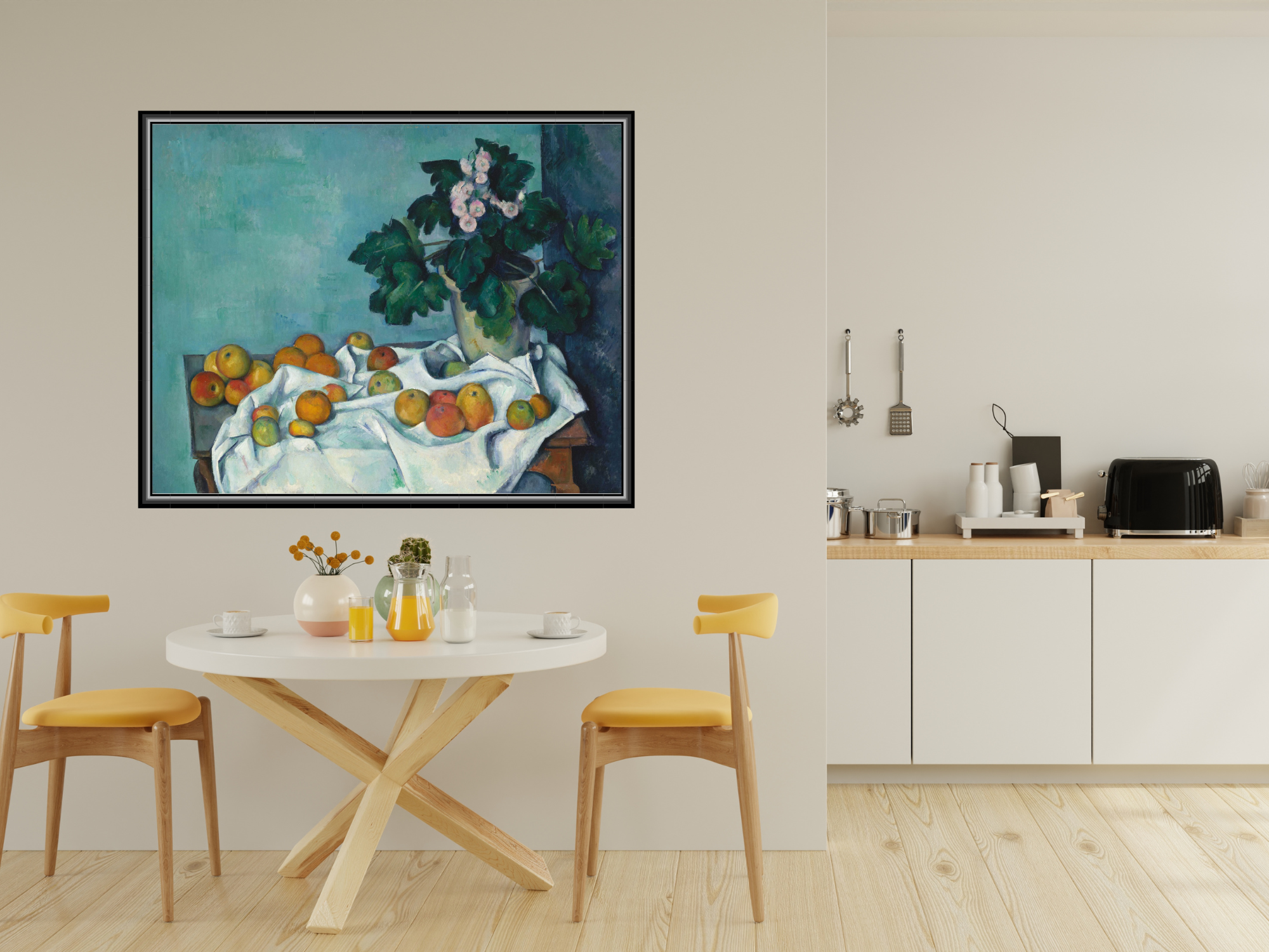 Stillleben mit Äpfeln und einem Topf Primeln | Paul Cézanne