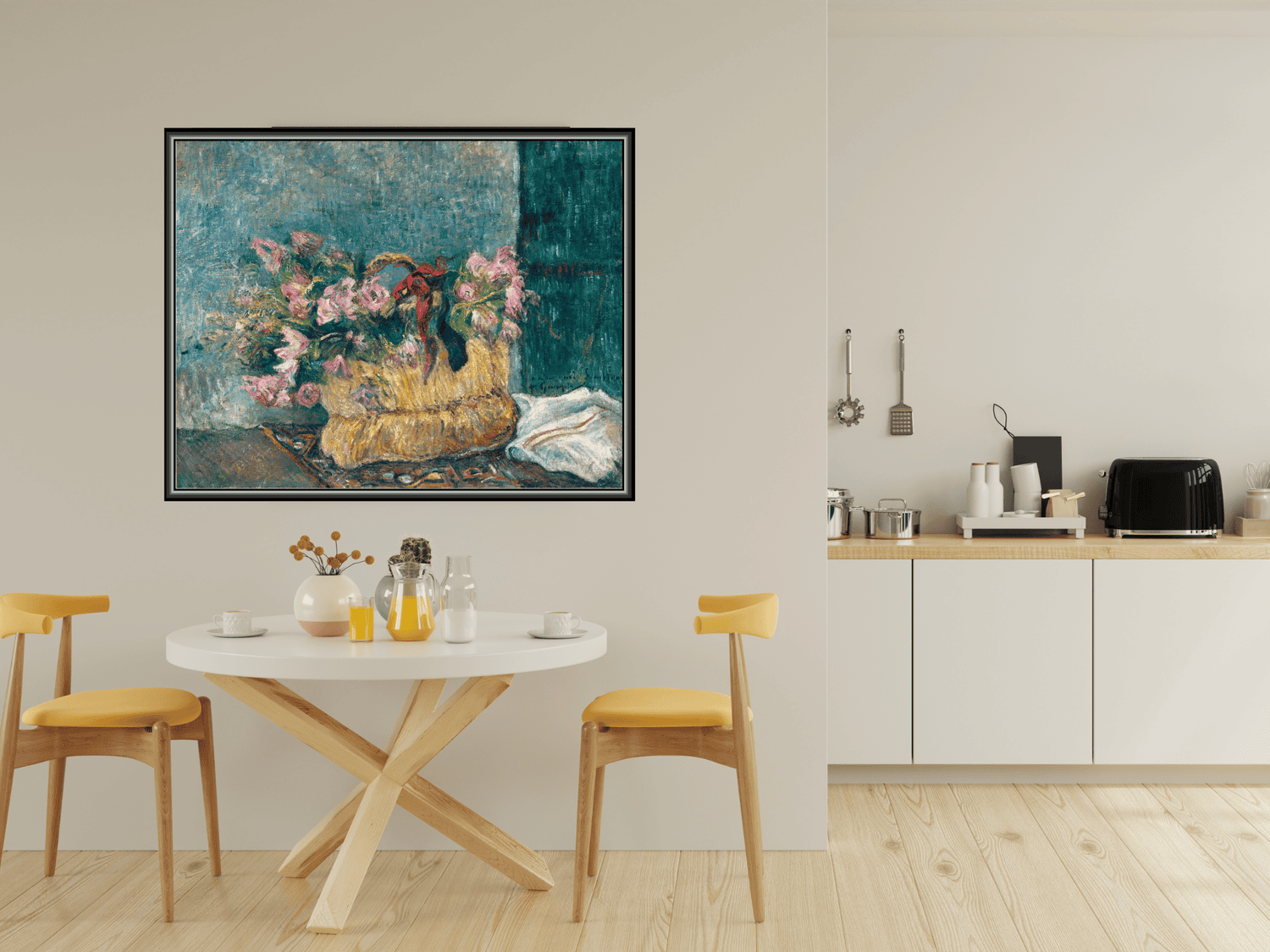 Stillleben mit Moosrosen in einem Korb | Paul Gauguin