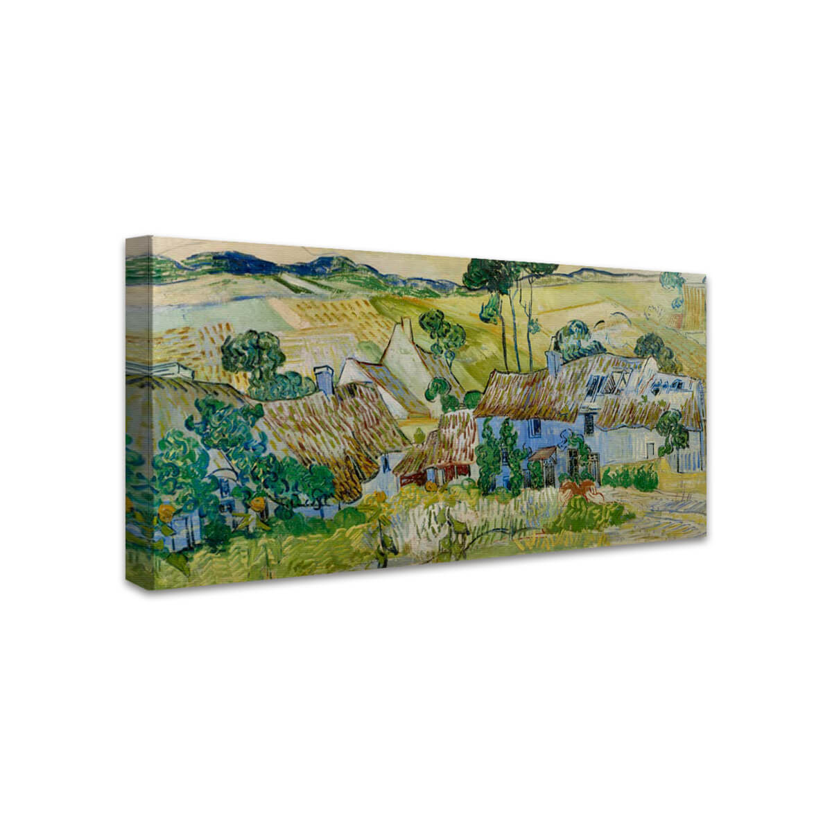 Strohgedeckte Häuser vor einem Hügel | Vincent van Gogh