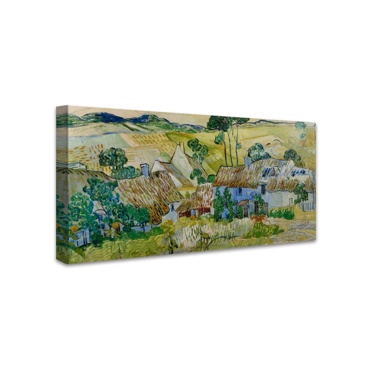 Strohgedeckte Häuser vor einem Hügel | Vincent van Gogh