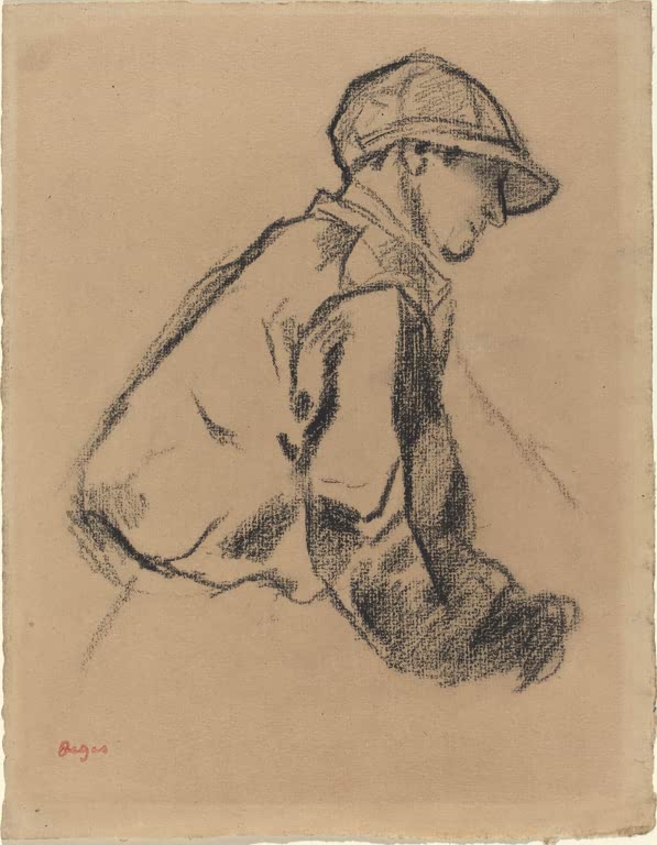 Kunstdruck der Gemäldestudie Studie eines Jockeys von Edgar Degas mit der Darstellung eines Jockeys in Reitkleidung.