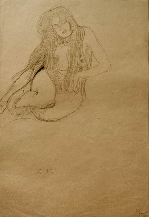 Kunstdruck der Studie „Wollust im Beethovenfries“ von Gustav Klimt – hochwertige Reproduktion einer Figurstudie aus dem berühmten Jugendstil-Werk.
