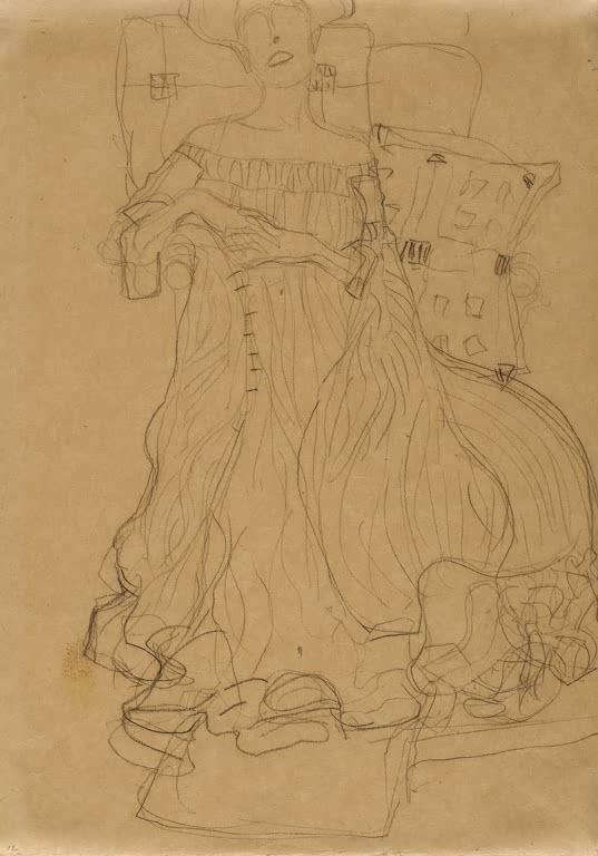Kunstdruck von „Studie zu Adele Bloch-Bauer I“ von Gustav Klimt mit eleganter Porträtstudie und charakteristischer Jugendstil-Ästhetik. In Deutschland von Hand gefertigt.