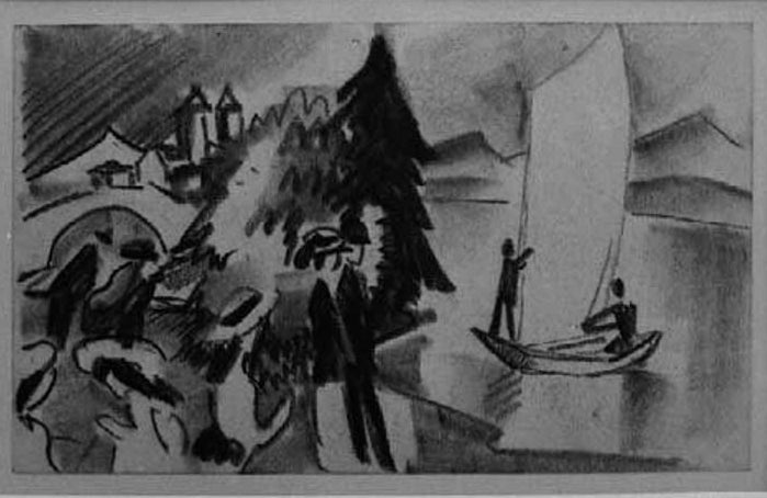 Kunstdruck des Gemäldes „Studie zu Gelbes Segel“ von August Macke. Hochwertig in Deutschland von Hand gefertigt, erhältlich als Leinwand oder Poster und optional gerahmt.