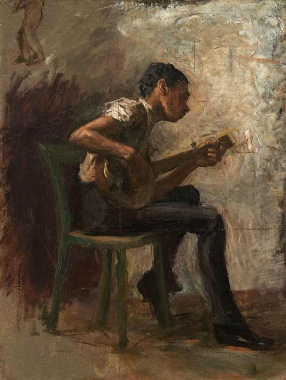 Kunstdruck von Studie zu Negro Boy Dancing Der Banjospieler von Thomas Eakins mit Musiker und Banjo