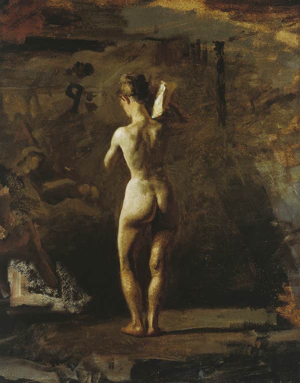 Kunstdruck von Studie zu William Rush fertigt seine allegorische Figur des Schuylkill River von Thomas Eakins mit Bildhauer bei der Arbeit
