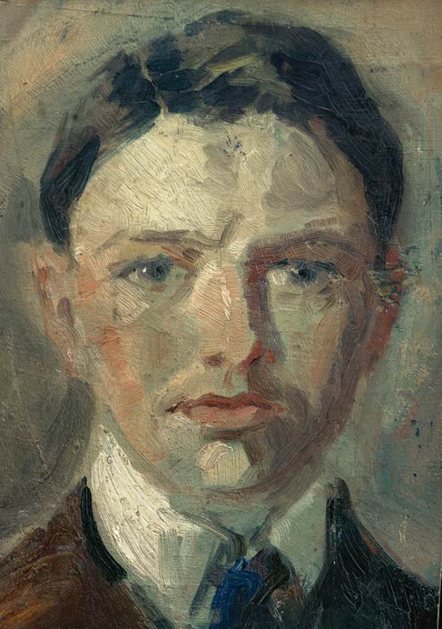 Kunstdruck des Gemäldes „Studie zu einem Selbstbildnis“ von August Macke. Hochwertig in Deutschland von Hand gefertigt, erhältlich als Poster oder Leinwand und optional gerahmt.