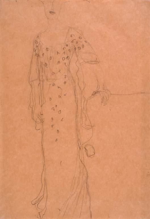 Kunstdruck der Studie „Bildnis Adele Bloch-Bauer I“ von Gustav Klimt – hochwertige Reproduktion einer Vorstudie zum berühmten Jugendstil-Porträt.