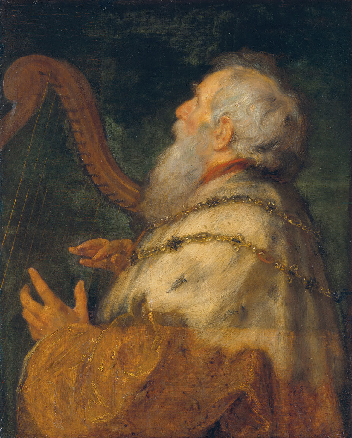 "Studienkopf eines alten Mannes" – Ausdrucksstarkes Barock-Gemälde von Rubens & Boeckhorst mit tiefem Licht-Schatten-Spiel.