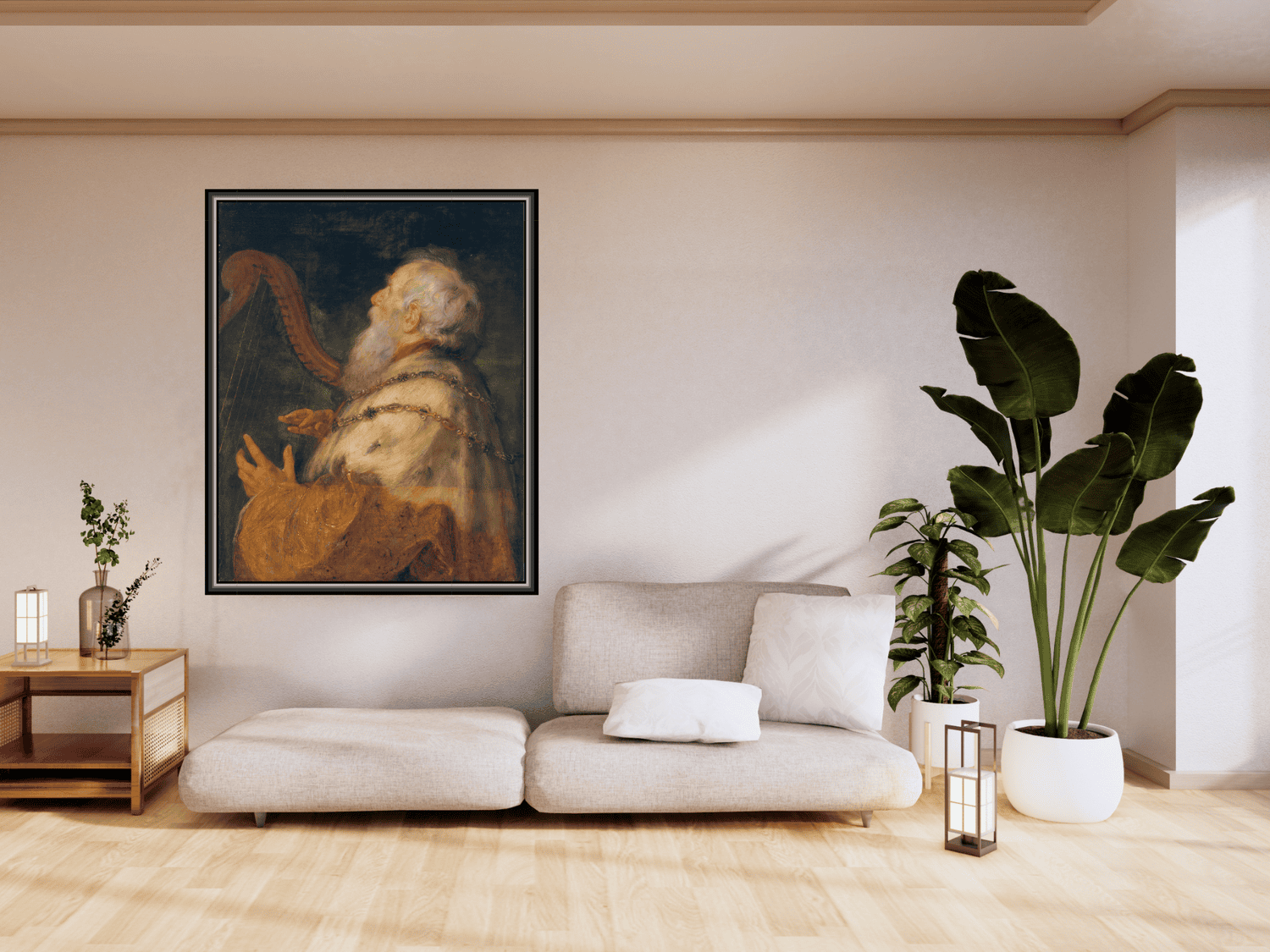 Studienkopf eines alten Mannes, nachträglich erweitert zu König David spielt die Harfe | Peter Paul Rubens & Jan Boeckhorst