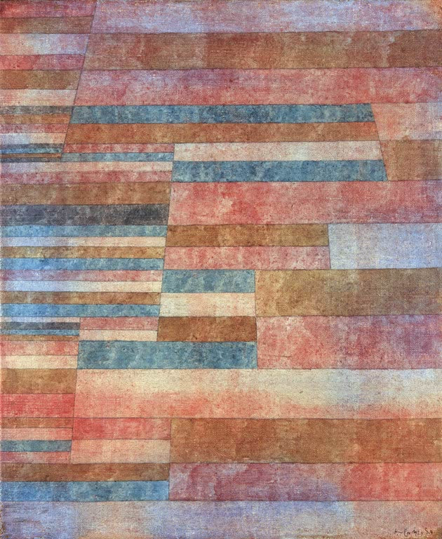 Kunstdruck „Stufen“ von Paul Klee mit abstrakter Komposition aus geometrischen Formen und farbigen Flächen