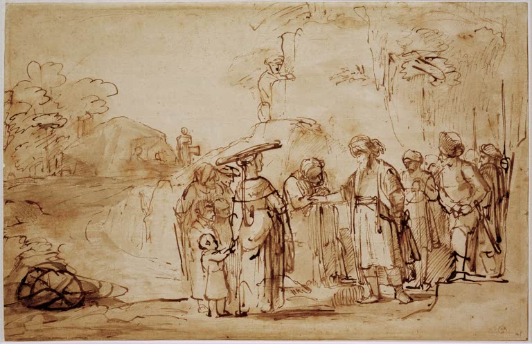 Kunstdruck Szene aus dem Alten Testament von Rembrandt van Rijn